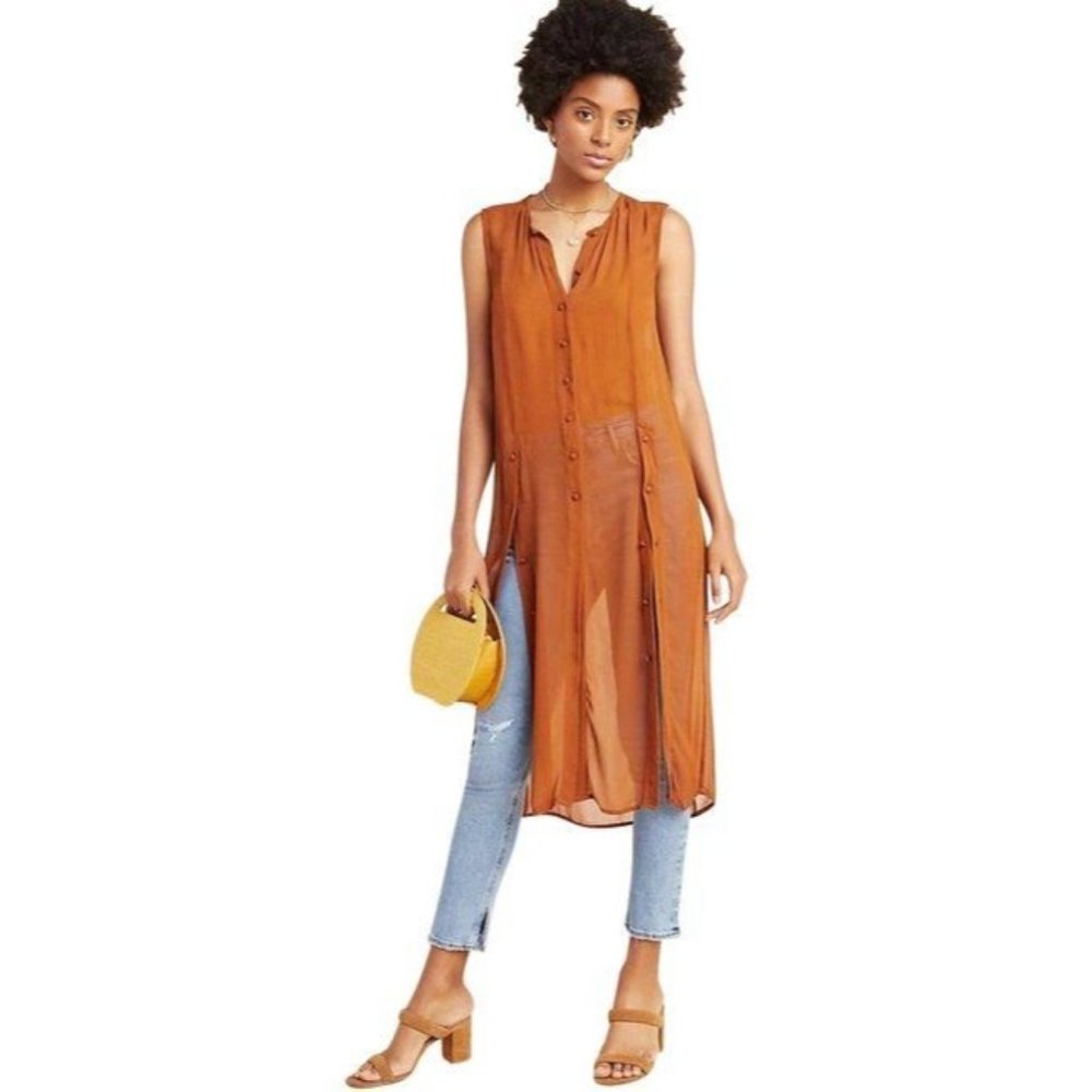Maeve Anthropologie Meriwether Sheer Tunic Dress